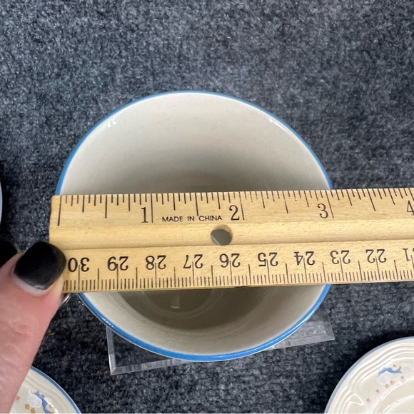 Aunt Rhody Blue Bow Country Goose Cup & Saucer Set of 3 Tienshan Stoneware - Picture 7 of 11